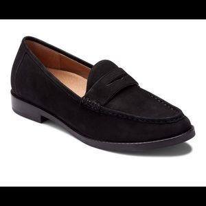 Vionic black suede flats size 8, worn once indoors.